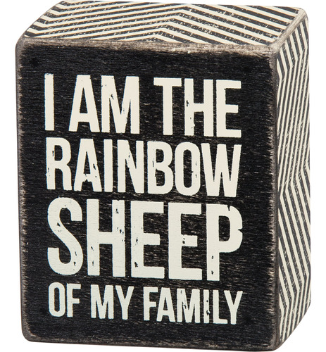 Cartel Madera Texto Ingl  I Am The Rainbow Sheep In My