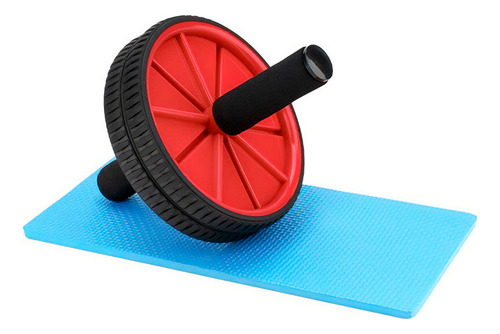 Rueda Abdominales Ejercicio Doble + Colchoneta De Rodillas Rojo