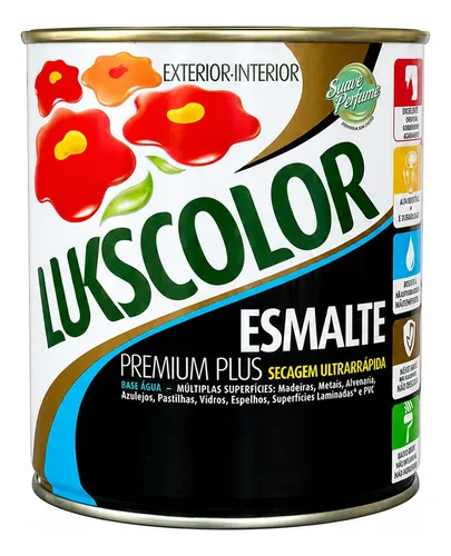 Tinta Esmalte Base Água Lukscolor 900ml Premium Seca Rápido Branco Fosco Fosco