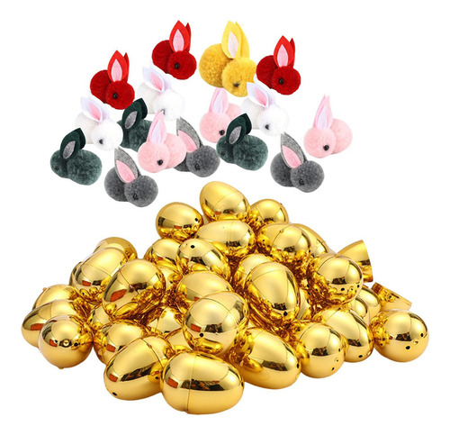 Huevos De Pascua Dorados Con Conejos For Rellenar 16 Piezas