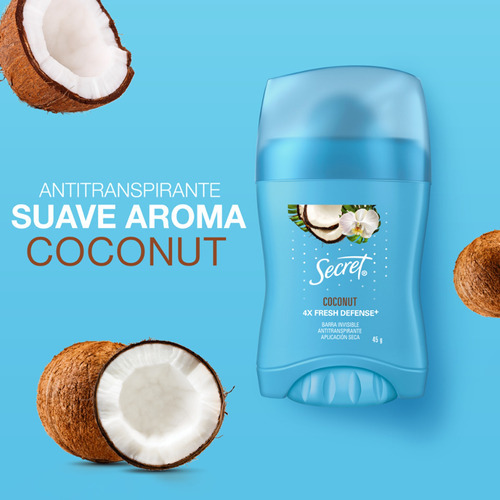 Barra Invisible Antitranspirante Secret Coco 45 G
