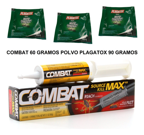 Mata Chiripas Cucarachas Combat Gel 60g 3 Plagatox Polvo 30g