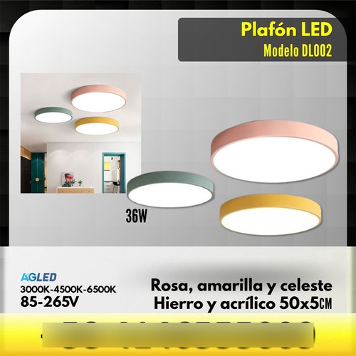 Plafon Led 36w Celeste 3k4k6k 85-265v 500x500 Dl002