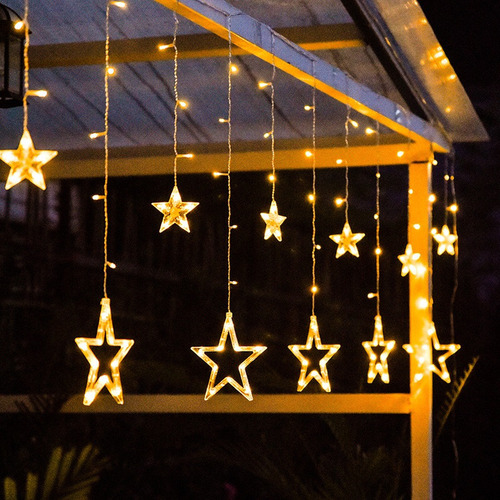 Cortina Solar Impermeable Con Forma De Estrella, Guirnalda D