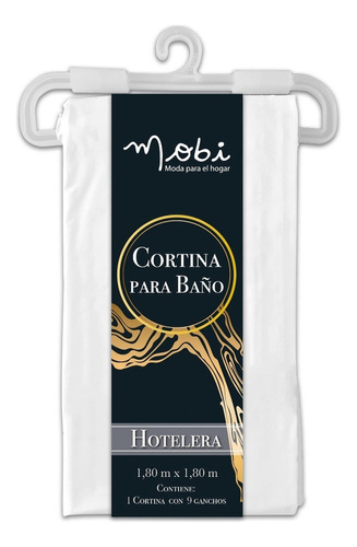 Cortina Para Baño Mobi Hotelera Blanco 1.80m X 1.80m Liso