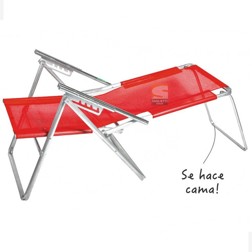 Imagen 5 de 10 de Reposera Cama Aluminio Alta Reforzada 120 Kilos Alumel 270