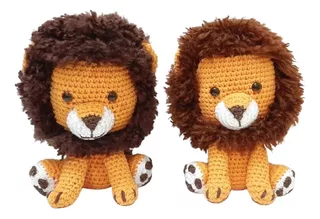 2 Amigurumi Leões Irmãos Bichinho Crochê Decoração Presente