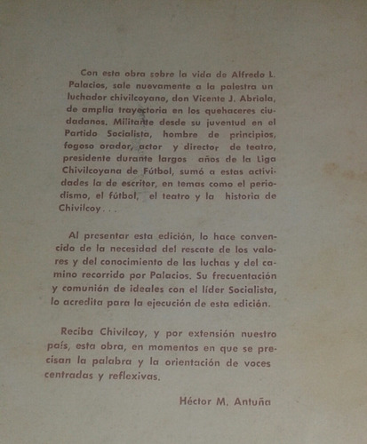Alfredo Palacios Paladín De La Justicia Vicente Abriola (Usado)