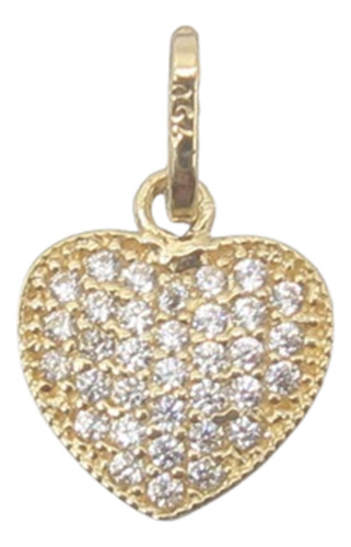 0736 Pingente Coração Com Zirconias Ouro 18k