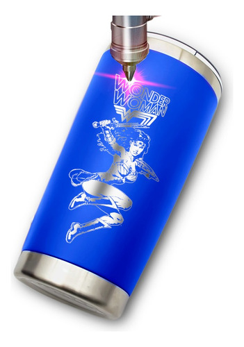 Termo Yite Azul 500 Ml Diseño Superheroína Mujer Maravilla
