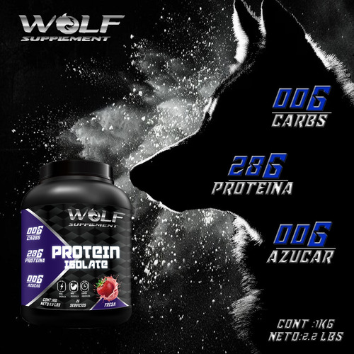 Proteína Whey Hs Hidrolizada Isolate Wolf 1kg 26 Servicios Fresa