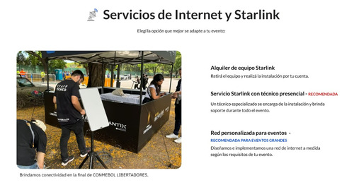 Alquiler Internet Satelital Starlink | X Jornada | Eventos