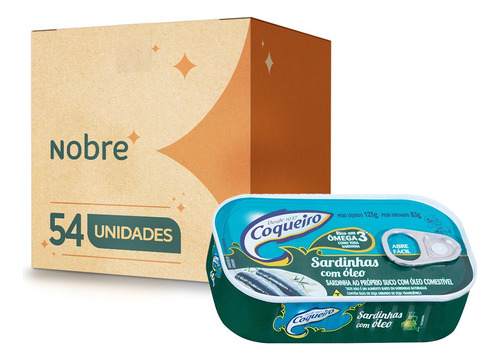Sardinha Coqueiro 125g Kit Com 54 Latas Óleo Ou Tomate
