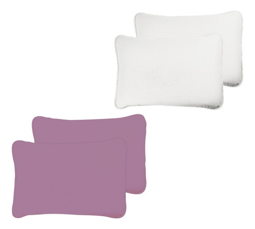 Kit Com 4 Fronhas Lisa 100% Algodão Em Malha