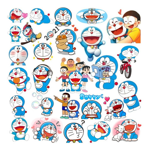 Stickers Doraemon Gato Cósmico Pack De 20 Unidades Surtidos
