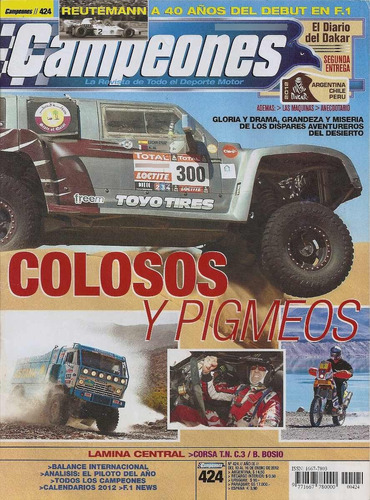 Campeones N° 424. Rally Dakar 2012. Incluye Lamina Central