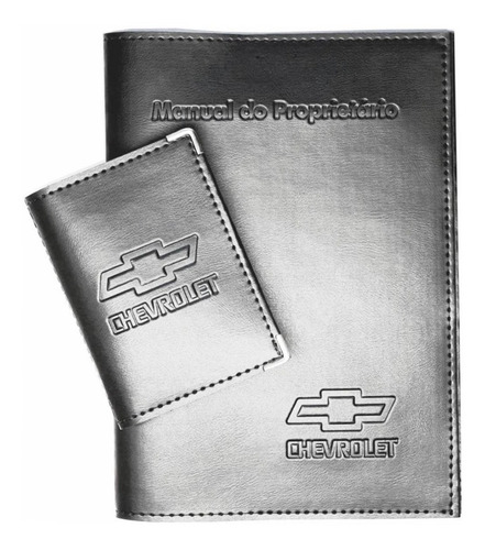 Imagem 2 de 7 de Kit Chevrolet Porta Manual E Porta Documento Couro Eco