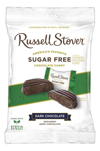 Russell Stover Chocolate Oscuro Dark Sin Azúcar 85 Gramos