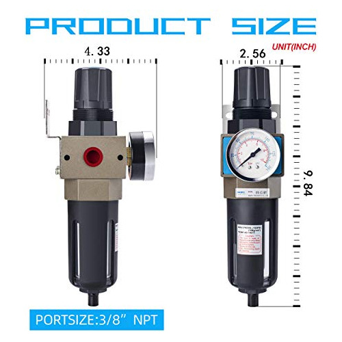 Regulador De Filtro De Aire Comprimido De 3/8 Npt, Ele...
