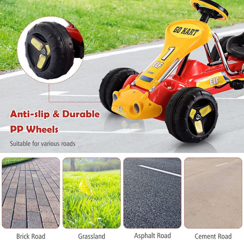 Carro Para Niños Tipo Go Kart Color Rojo Marca Costzon