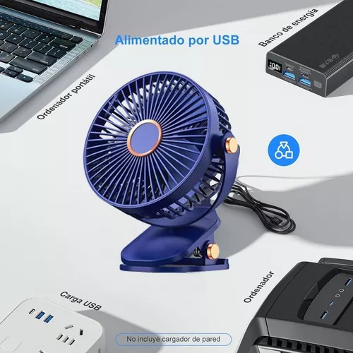 Ventilador Mini De Escritorio Portatil Recargable Usb Y Luz