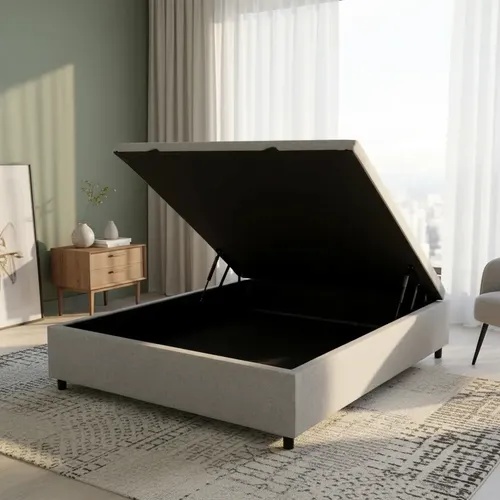 Base Baú Casal Padrão Cama  Box 1,38x1,88 Toque De Classe Cinza