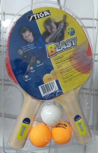 Juego De Ping Pong 2 Raquetas 3 Pelotas Stiga Blast