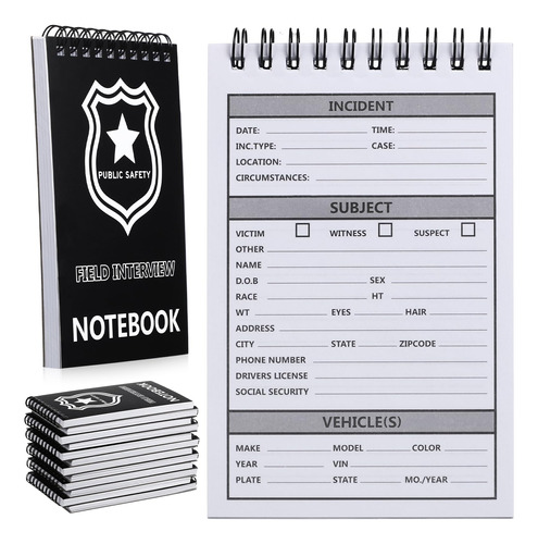 Paquete De 12 Cuadernos De Entrevistas De Campo De Policía.