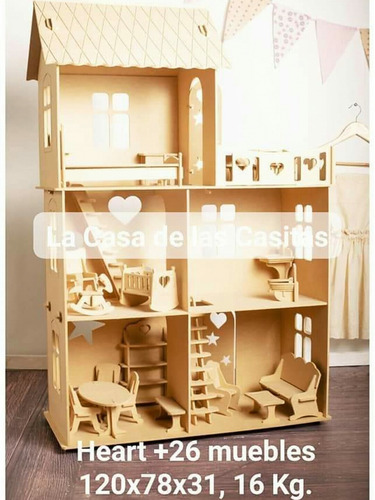 Casita De Muñecas Xxl Para Barbie Con Terraza Y 26 Muebles