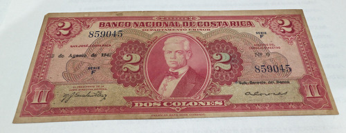 Billete Costa Rica 2 Colones 1947