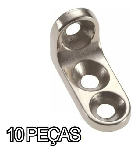 10x Suporte Cantoneira Nicho Prateleira 3 Furos