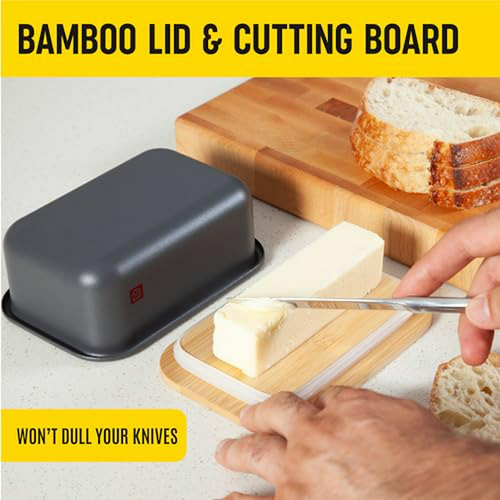 Butter Dish With Bamboo Lid - Countertop Butter Stick Contai