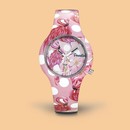 Reloj Doodle Diseño Italiano Flamenco Rosa