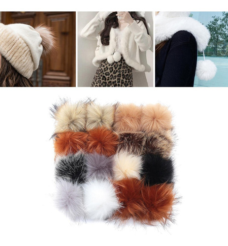 Pompones For Gorro De Tejer Manualidades 16 Piezas 10cm