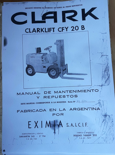 Manual Mantenimiento Y Repuestos Autoelevador Clark Cfy 20 B