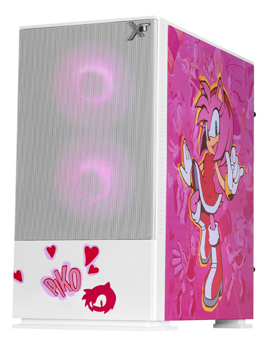 Gabinete Gamer Xtreme Pc Gaming Amy Comic Edition Mini Torre Micro Atx 3 Fan Argb Mesh Cristal Templado