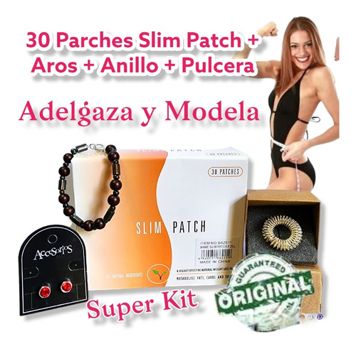 Anillo + Pulsera + Aros + 30 Parches Adelgazantes Slim Patch