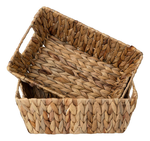Cestas de armazenamento de vime Js Home com forros, cesta de cor natural