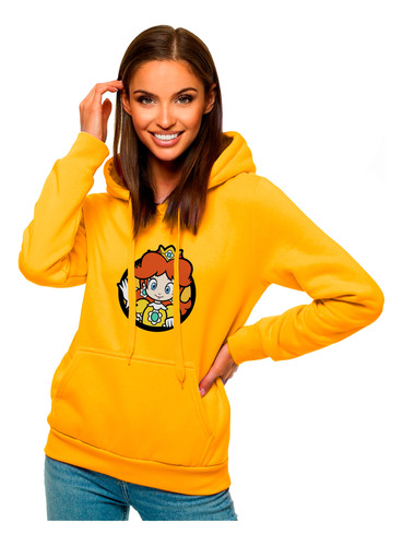 Buzo Hoodie Capota Princesa Daisy Mario Bros Nintendo Mujer