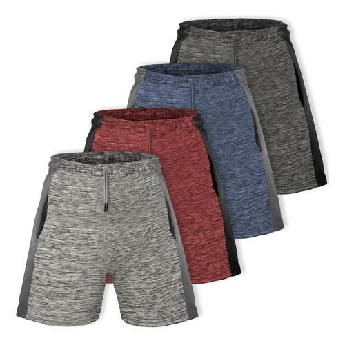 [paquete De 4] Pantalones Cortos Deportivos Para Hombre, De