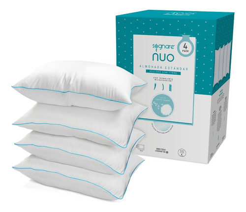 Sognare® Nuo 4 Pack Almohada Estándar Relleno Semi Firme 