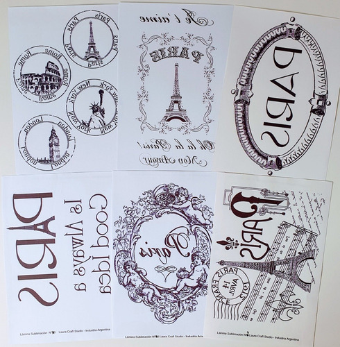 Imagen 9 de 9 de Sublimación Set Paris Vintage X 6 Laura Craft