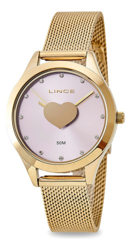 Relógio Lince Feminino Dourado Lrg4719l R1kx Cor do fundo Rosa