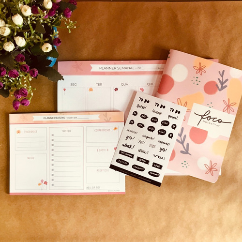 Kit Planners (semanal E Diário) + Caderno E Adesivos