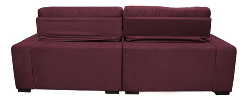 Sofá 2,12m Retrátil E Reclinável Cama Inbox Confort Vinho Desenho Do Tecido Liso