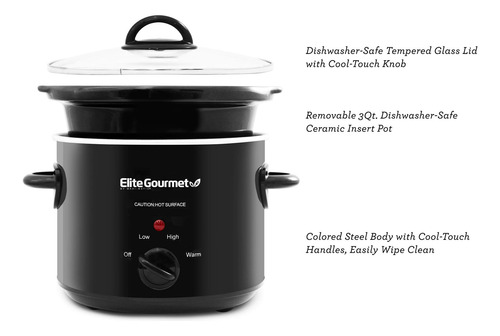 Elite Gourmet Mst-350b Electrica Slow Coolcer, Temperatura A