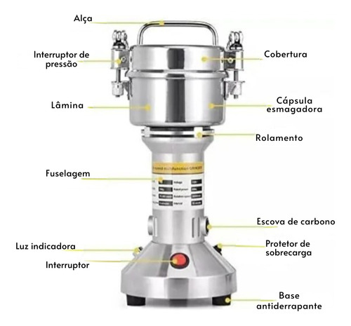 Moedor De Grãos Ervas Temperos Café 150g Elétrico Aço Inox