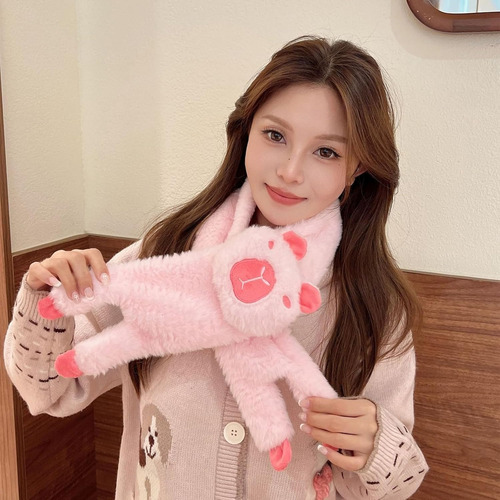 Bufanda De Peluche Infantil Capibara Carpincho 80cm Rosa Claro Carpincho S