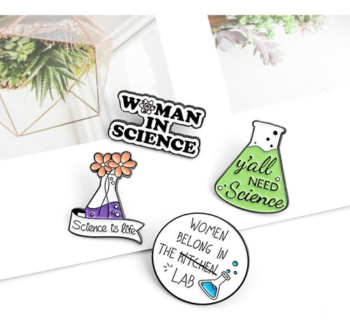 4 Broches De Esmalte Únicos, Alfileres De Ciencia Para