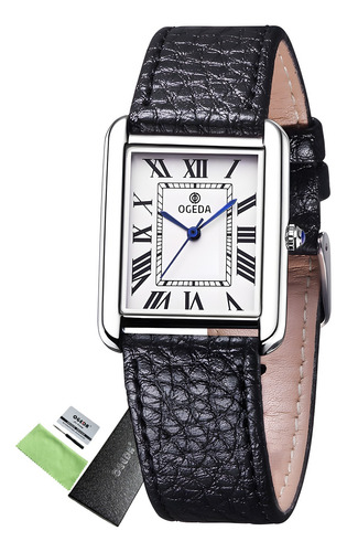 Reloj De Cuarzo Rectangular Clásico Ogeda Con Correa De Piel